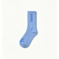 VIVVA Logo Ribbed Crew Socks - Sky Blue