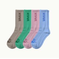 VIVVA Logo Ribbed Crew Socks - All Colors